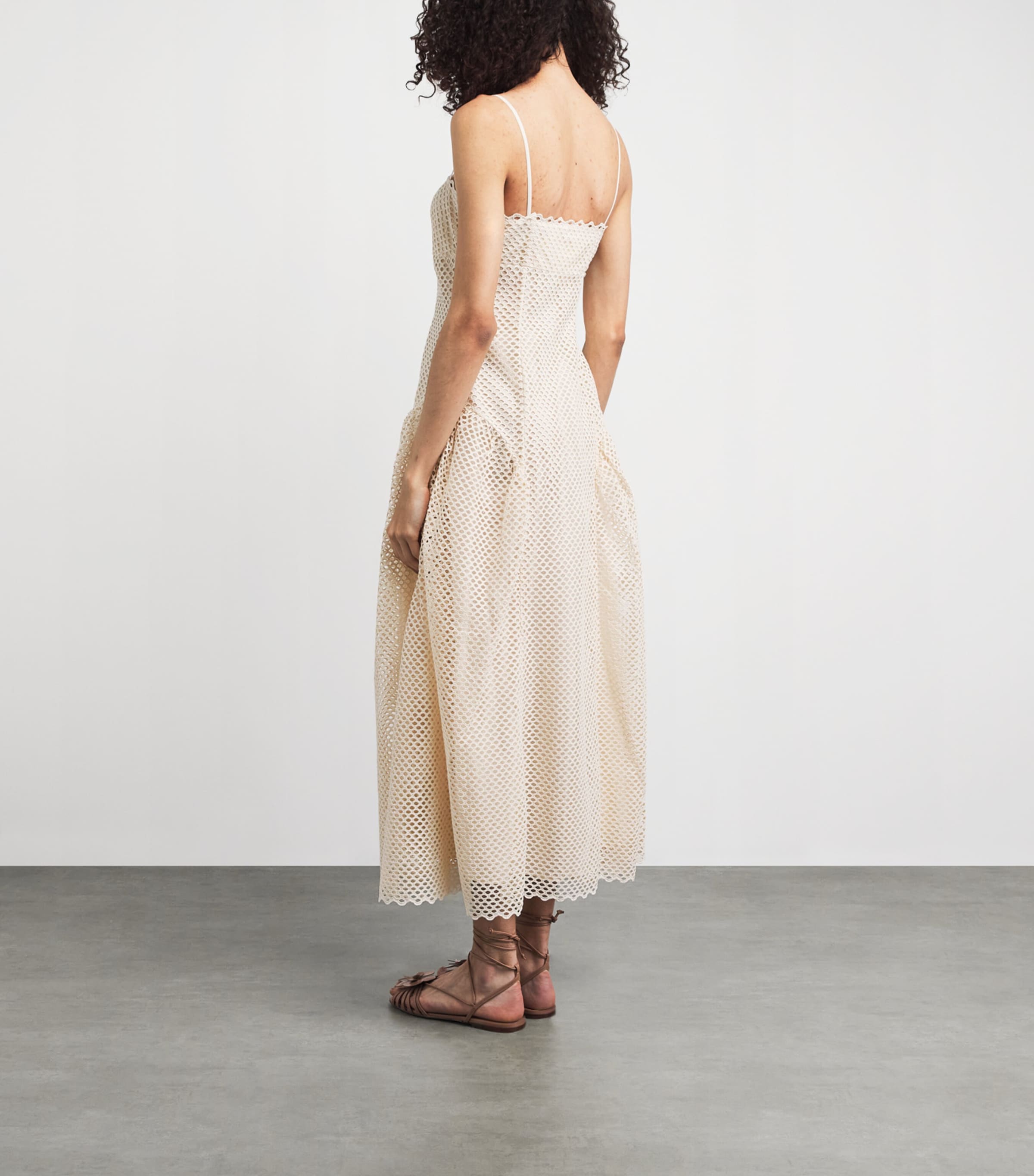 Ulla Johnson Womens Cotton Eyelet Isotta Midi Dress Cowrie Image 4