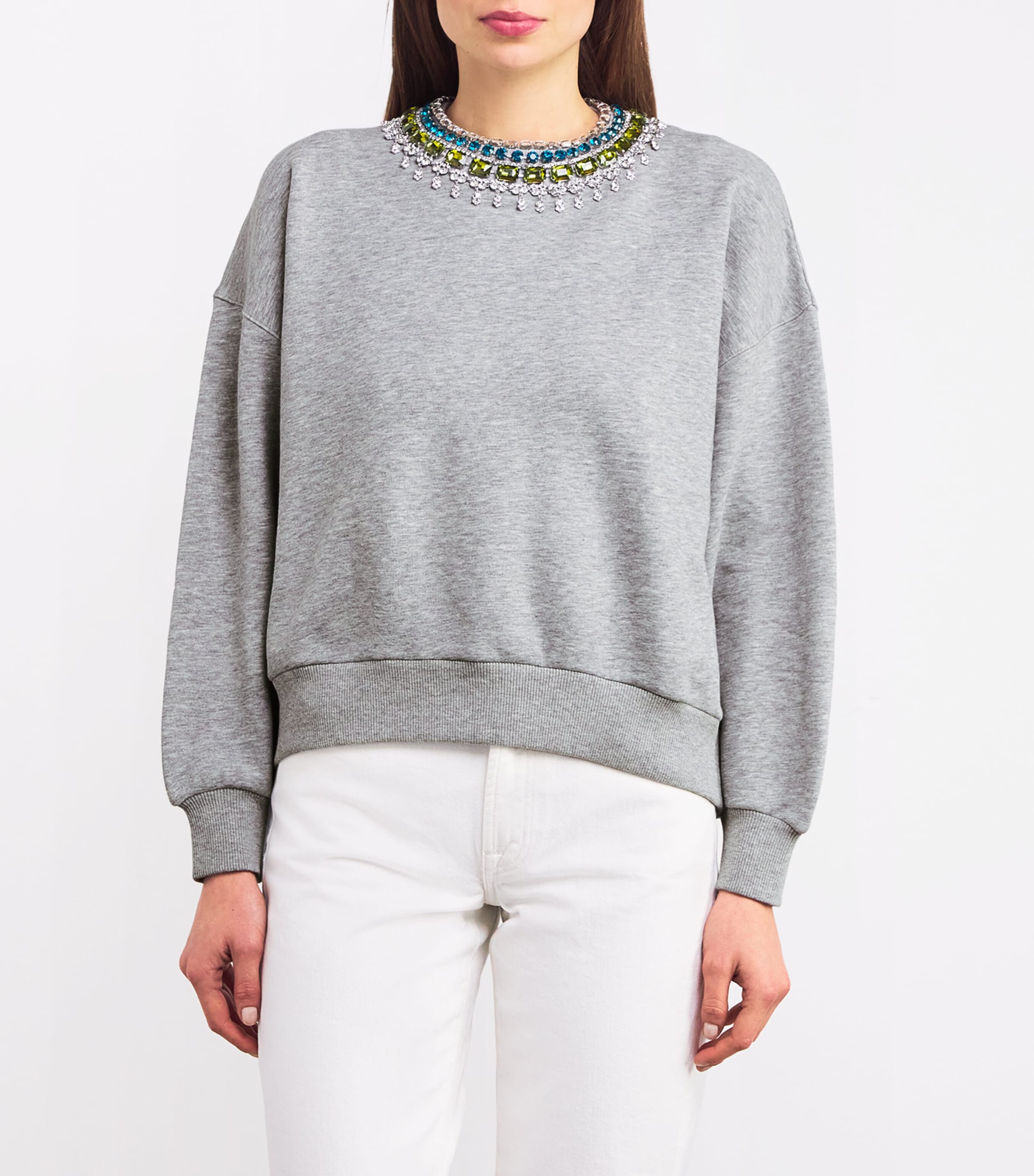 Cinq A Sept Womens Embellished Brandy Sweatshirt Heather Grey/multi Image 3