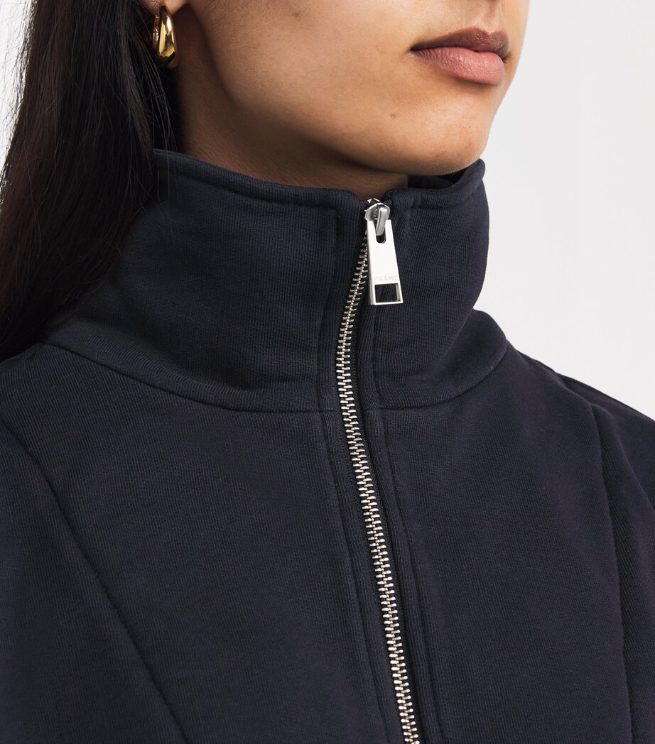 FRAME Womens Cotton-Blend Cropped Sweatshirt Dark Navy Image 6