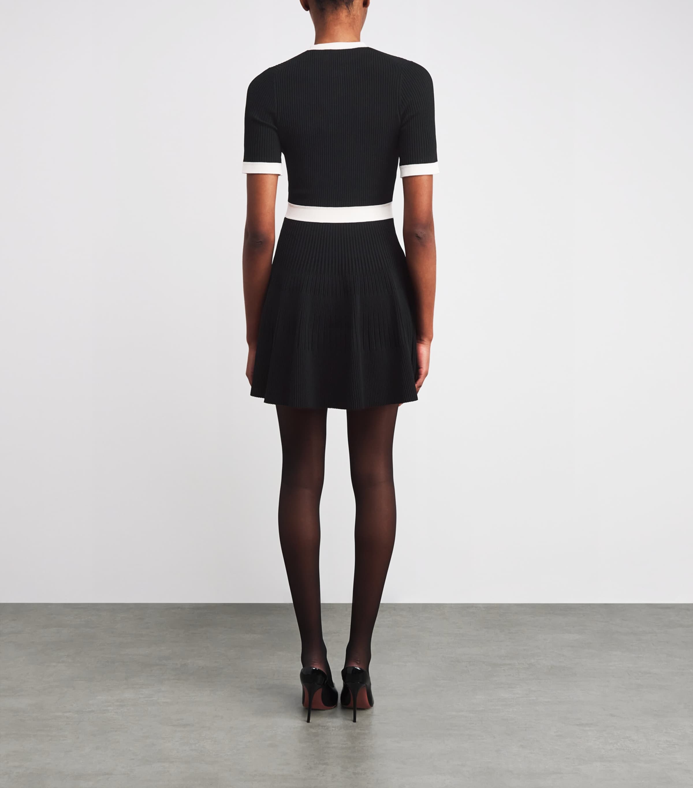 Ribbed Astoria Mini Dress BLACK Image 3