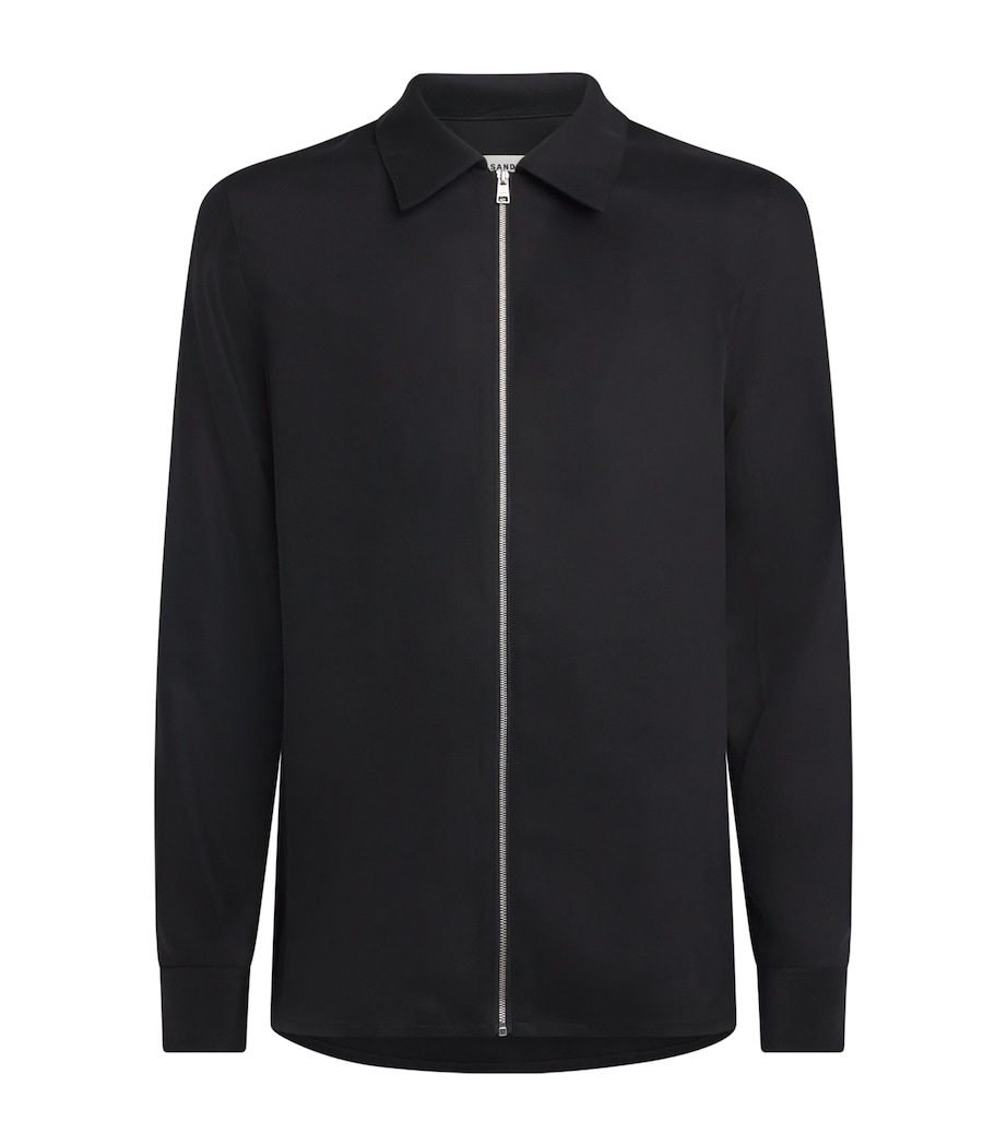 Relaxed Zip-Up Shirt BLACK Image 1