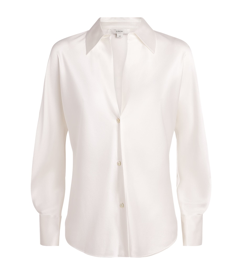 Vince Womens Silk Bias Blouse Off White Image 1