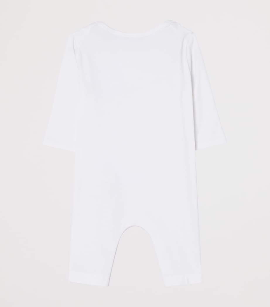 Burberry Kids Stretch-Cotton Thomas Bear and Friends Playsuit (1-18 Months) White Image 2