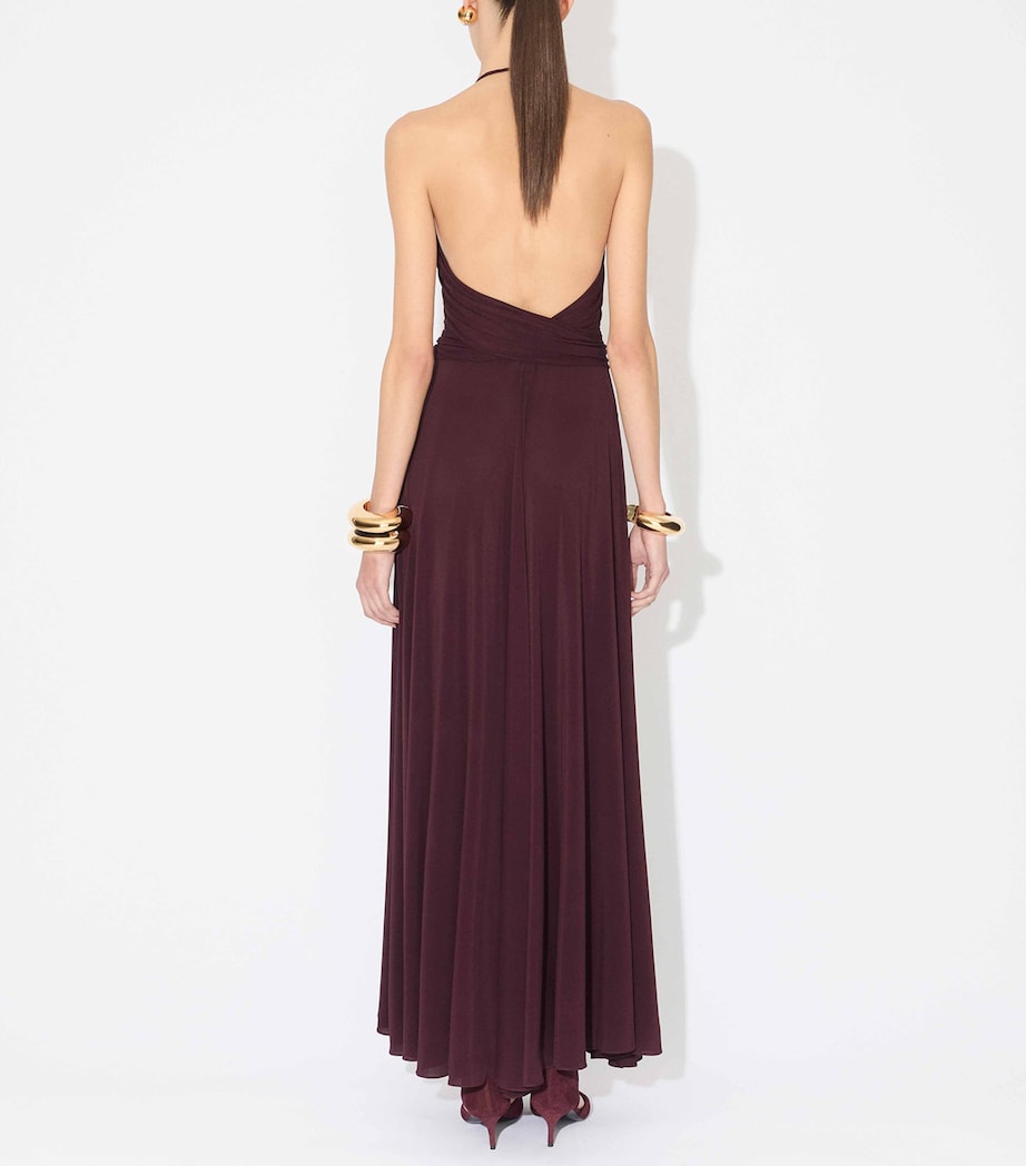 Halterneck Maxi Dress BORDEAUX Image 3