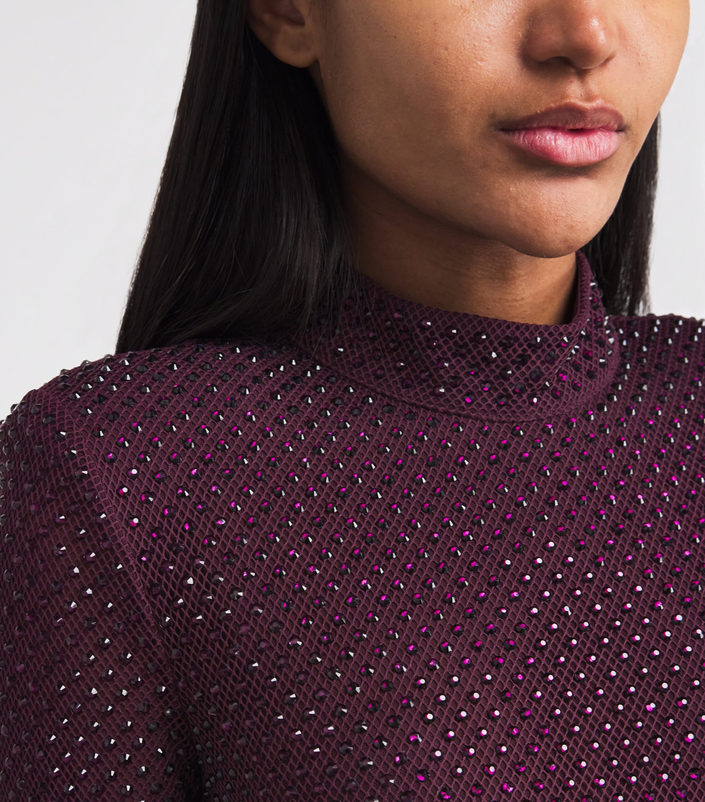 Rhinestone-Embellished Maxi Dress BURGUNDY Image 6