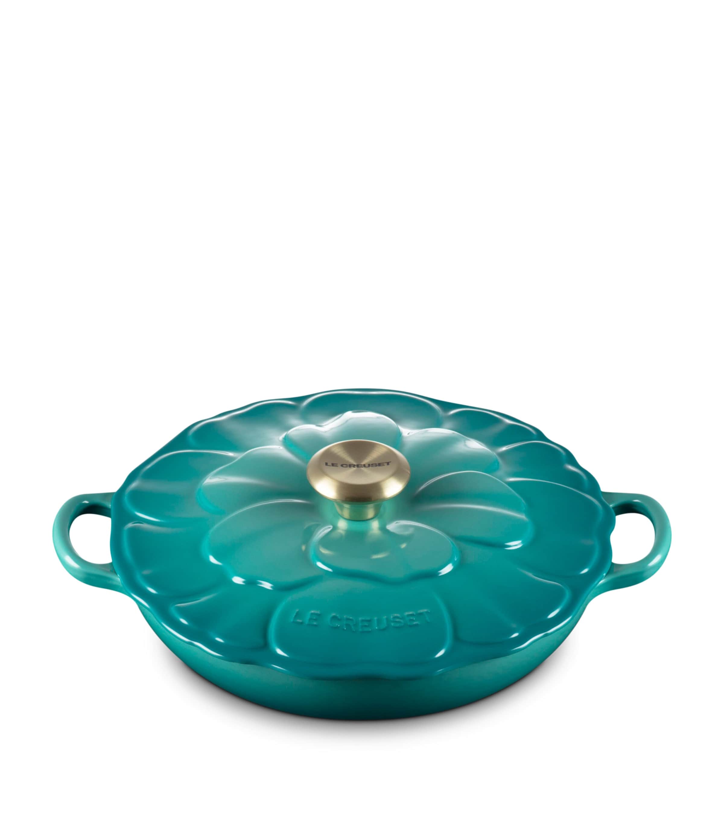 Le Creuset Cast Iron Petal Shallow Casserole Dish (26cm) Bleu Riviera Image 2