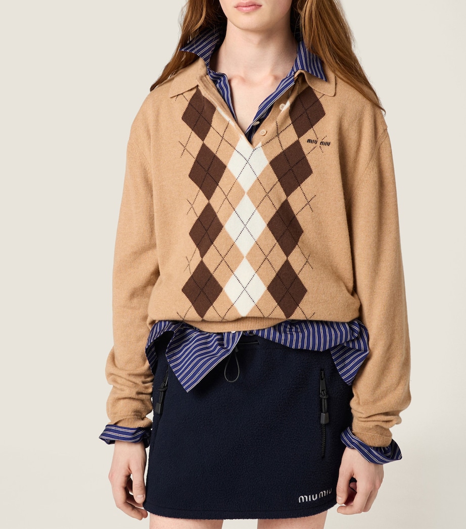 Cashmere Argyle Polo Sweater F0040 Image 5