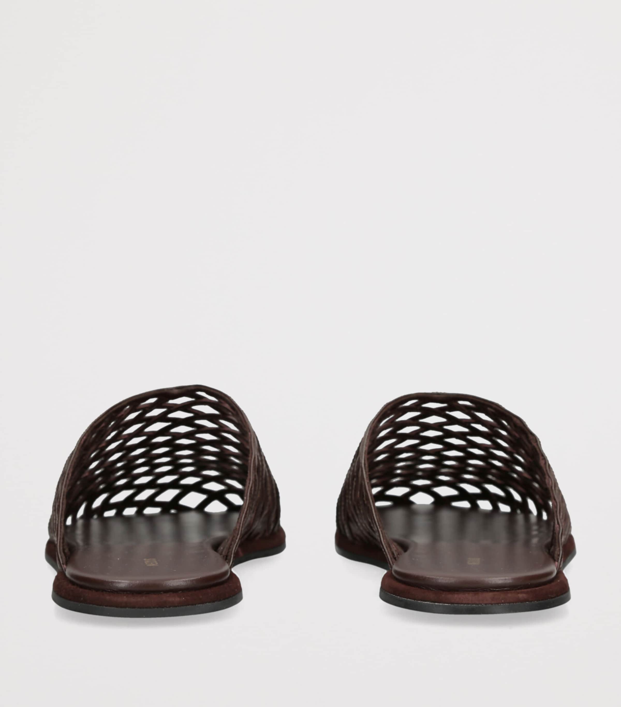 Leather Woven Atik Slides DARK BROWN Image 2