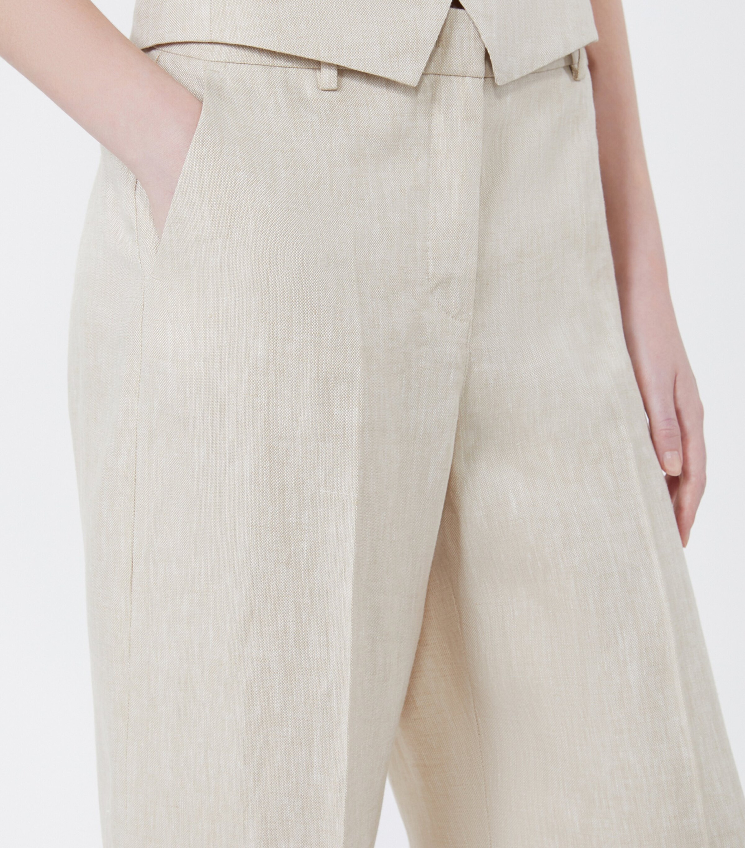 Weekend Max Mara Womens Linen Wide-Leg Trousers Ecru Image 5