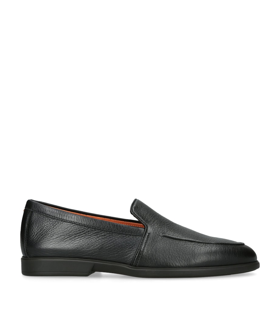 Santoni Leather Malibu Loafers Black Image 1