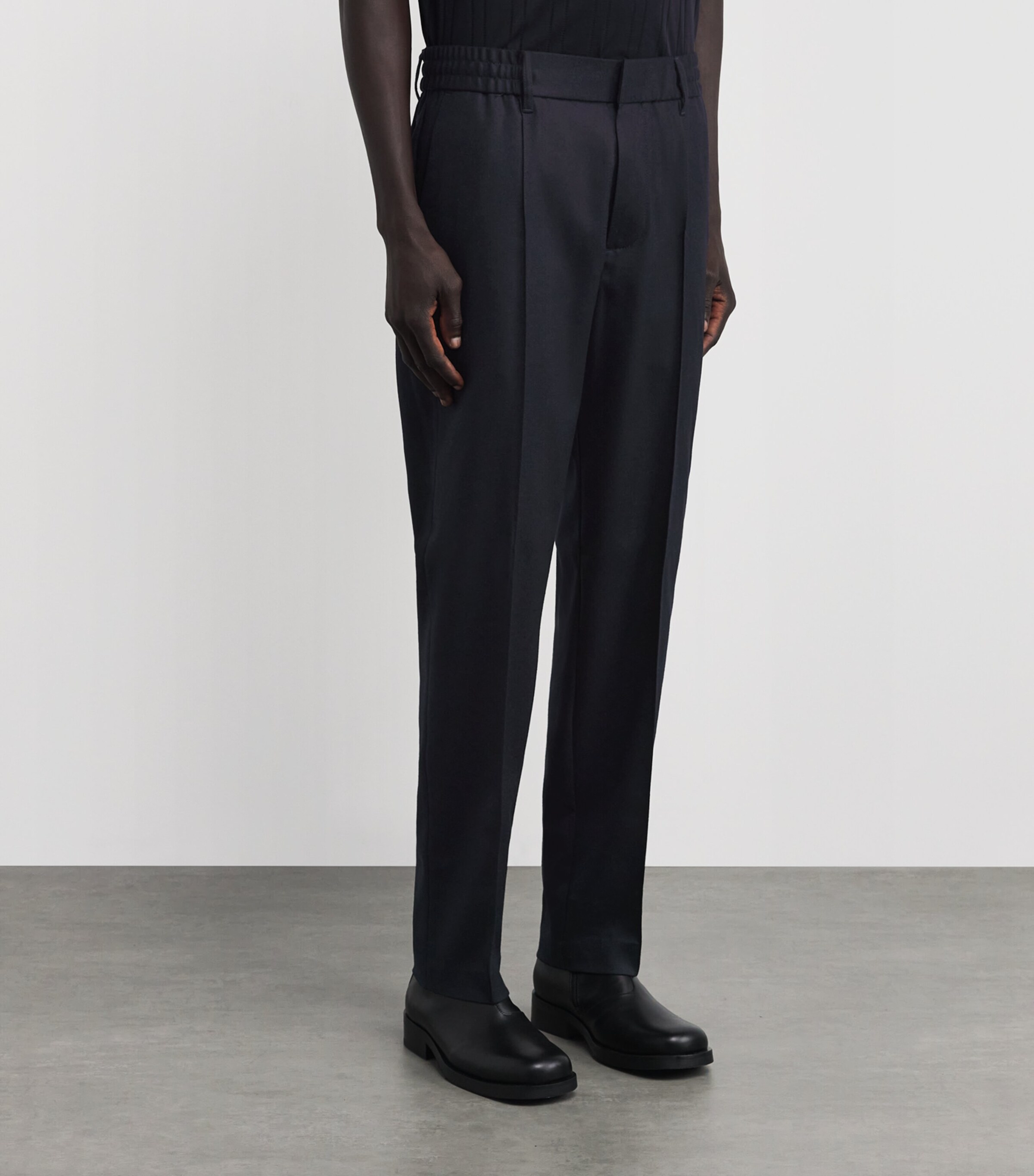 Emporio Armani Blue Stretch-Virgin Wool Trousers | Harrods UK