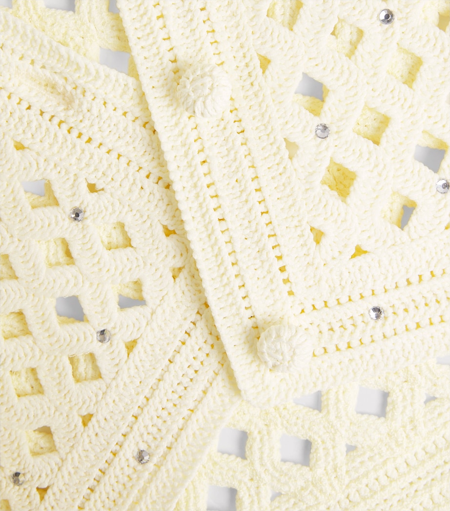 Maje Womens Embellished Crochet Cardigan Pale Yellow Image 6
