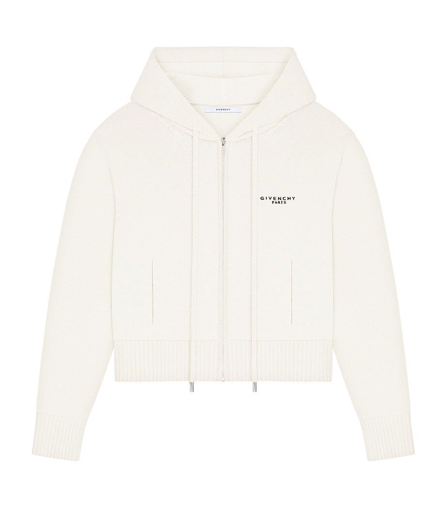 Givenchy Womens Wool-Cashmere Zip-Up Hoodie Ivory Image 1