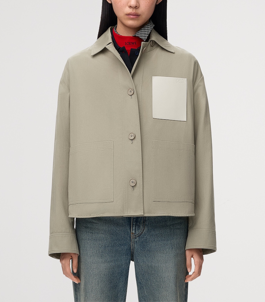 LOEWE Womens Cotton Workwear Jacket Light Sage Image 3