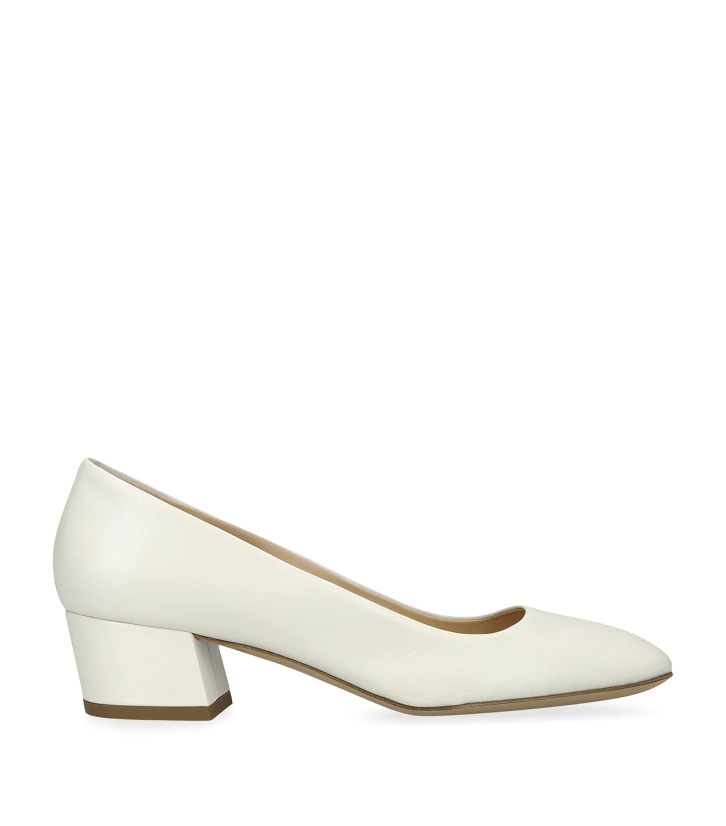 Gabriela Hearst Leather Agathe Heeled Pumps 50 Cream