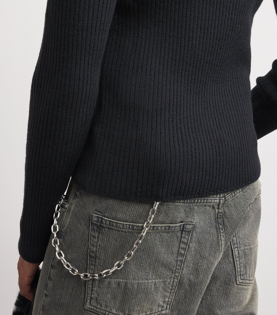 Merino Wool Compact Roundneck Sweater OFF BLACK RUSTIC Image 6