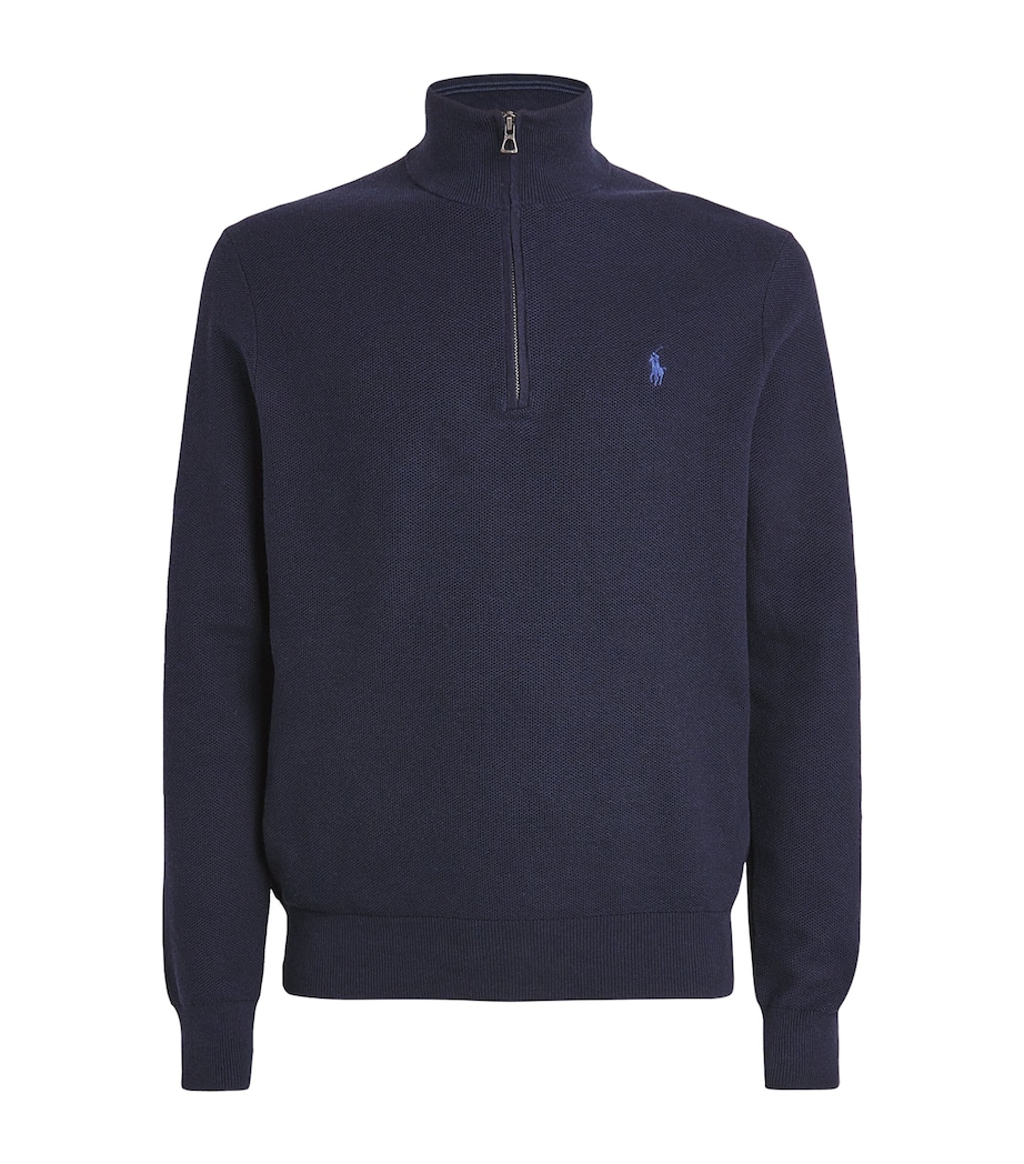 Cotton Quarter-Zip Sweatshirt NAVY Image 1