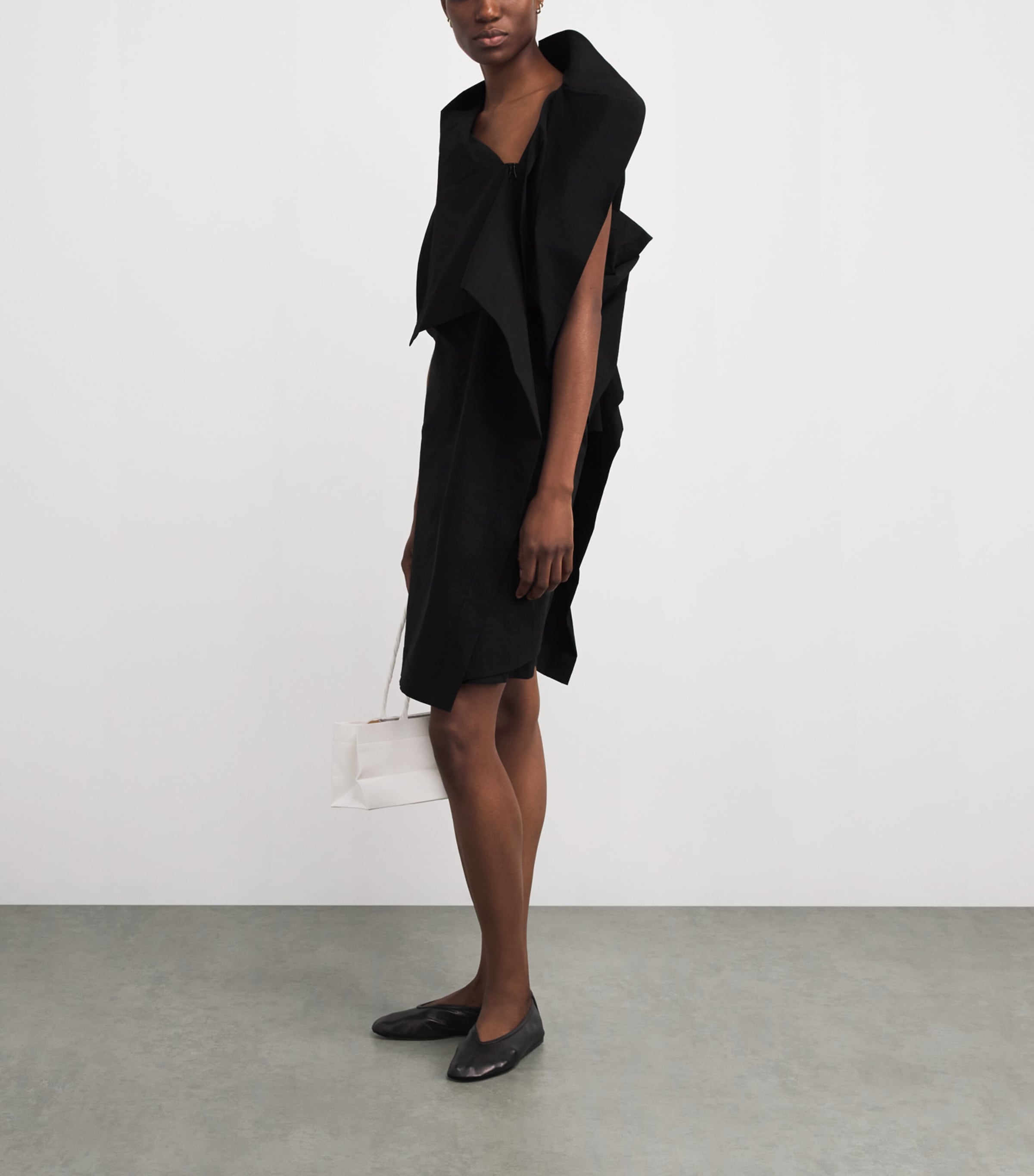 Issey Miyake Womens Collapsing Sculpture Tunic Top Black Image 2