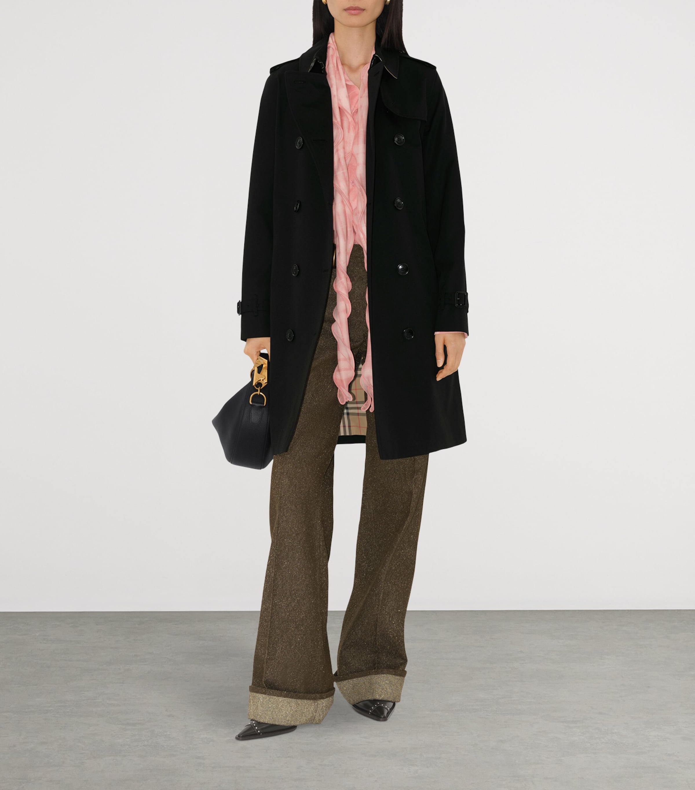 Gabardine Mid-Length Kensington Heritage Trench Coat BLACK Image 2