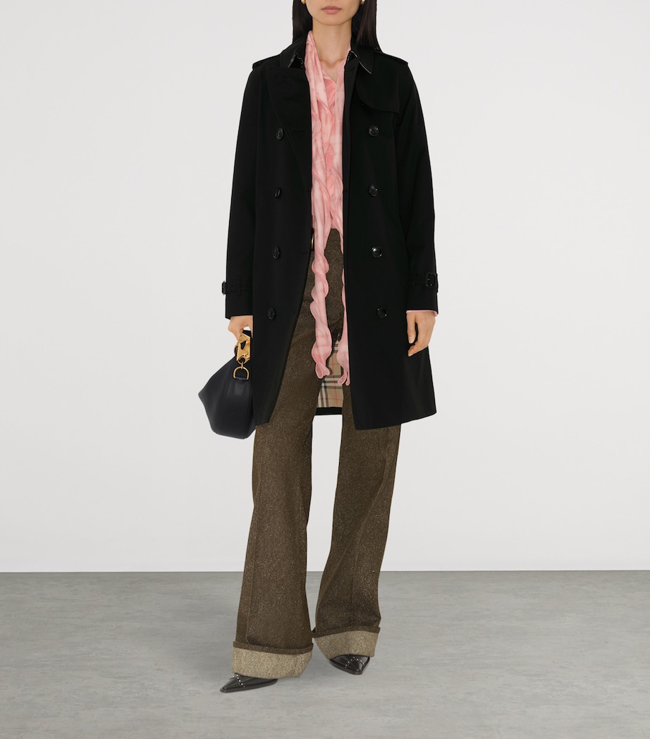 Gabardine Mid-Length Kensington Heritage Trench Coat BLACK Image 2