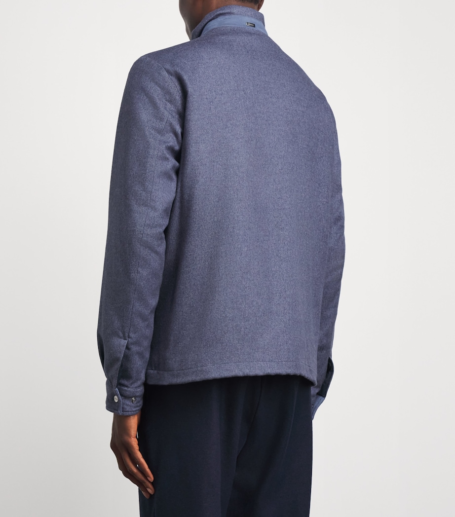 Herno Mens Silk-Cashmere High-Neck Bomber Jacket Azzurro Denim Image 5