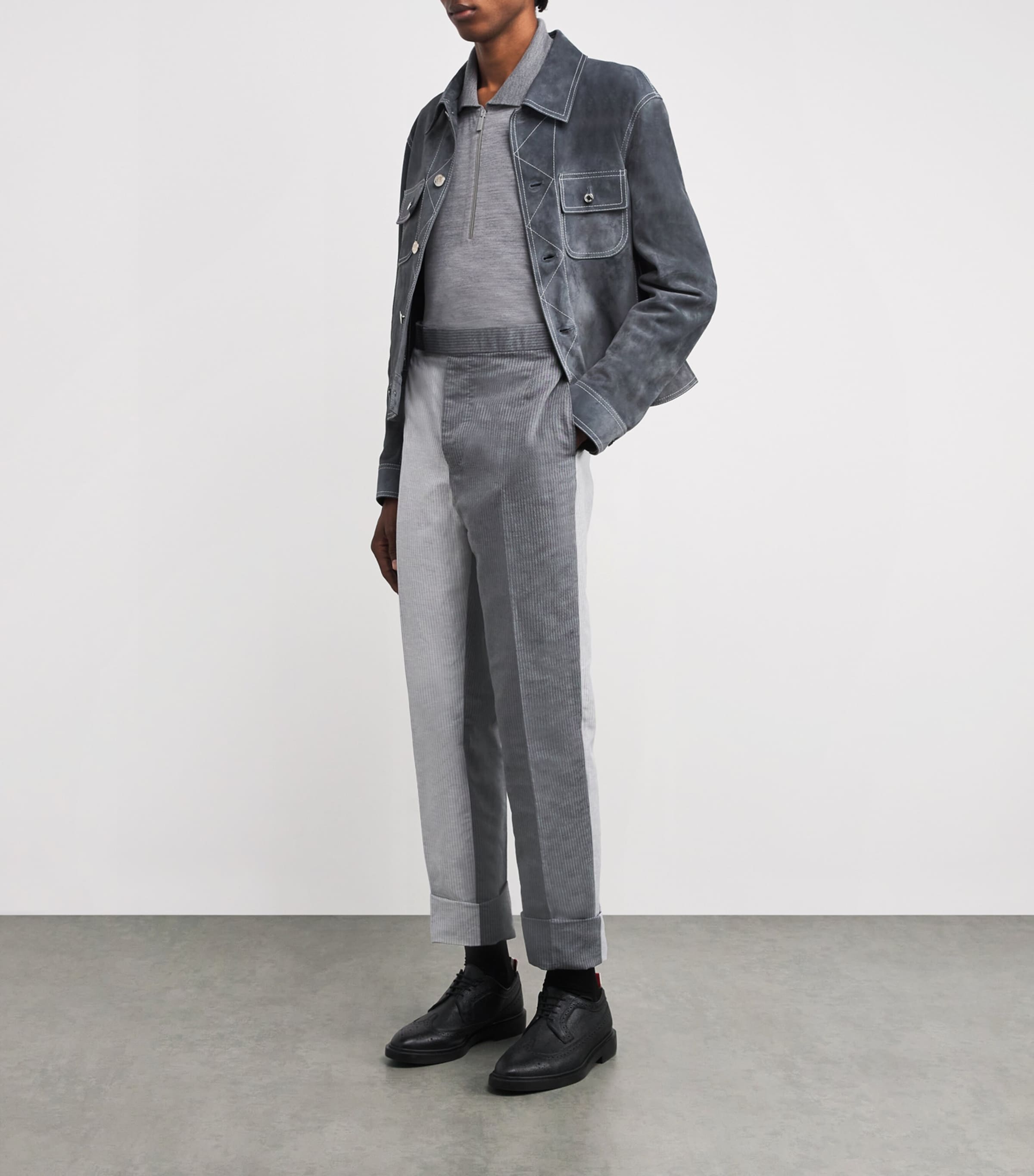 Cotton Half-Zip Polo Shirt LT GREY Image 2