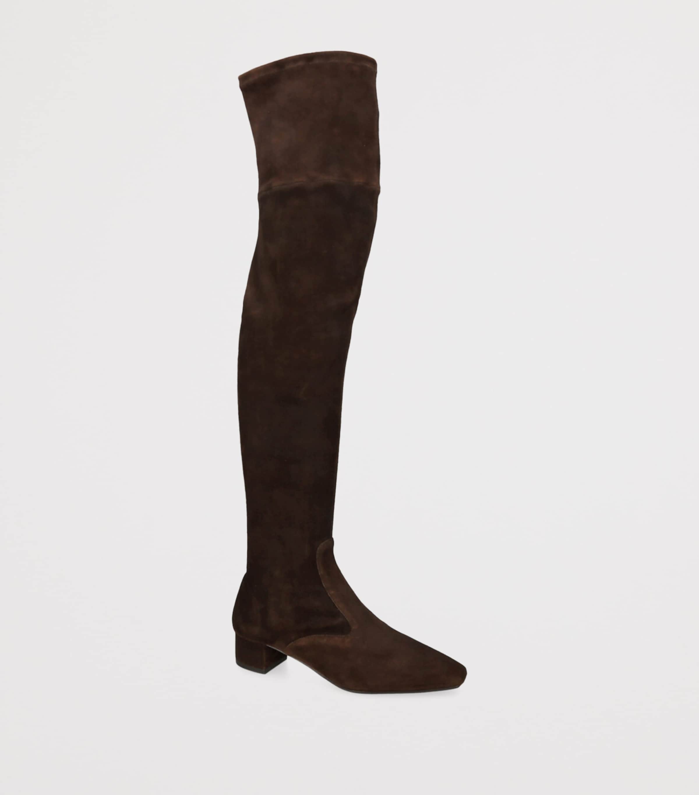 Suede Remi Over-The-Knee Boots 35 DARK BROWN Image 3