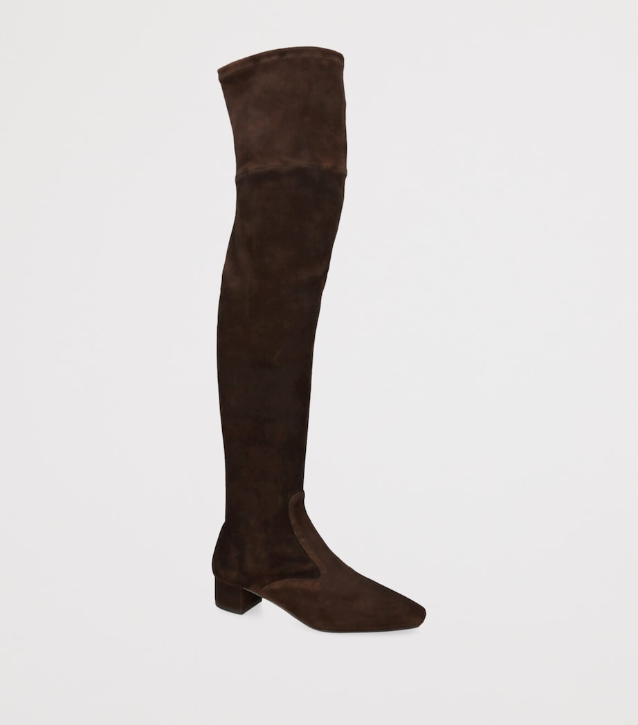 Suede Remi Over-The-Knee Boots 35 DARK BROWN Image 3