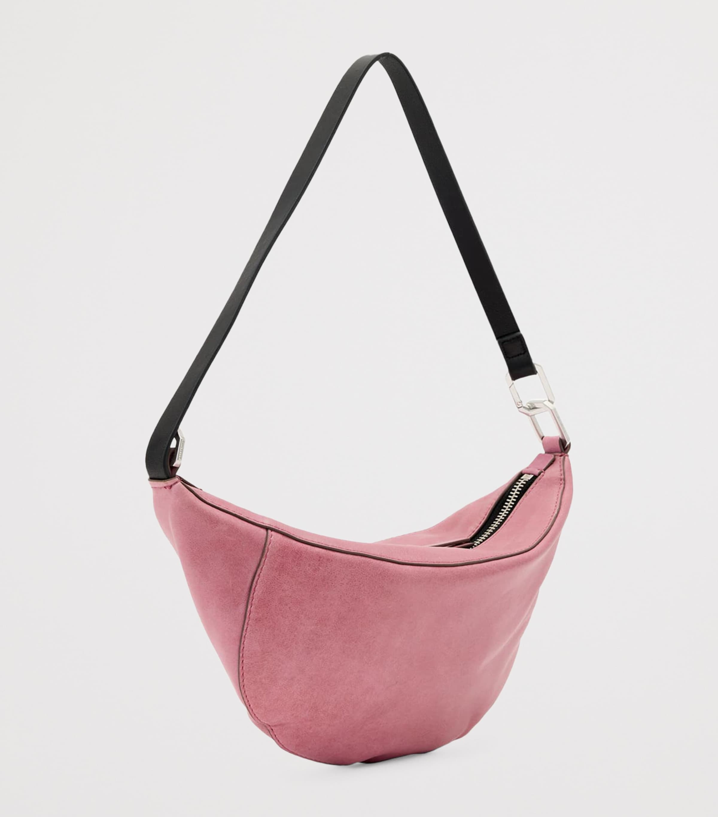 AllSaints Mini Leather Luna Shoulder Bag Raspberry Pink Image 5