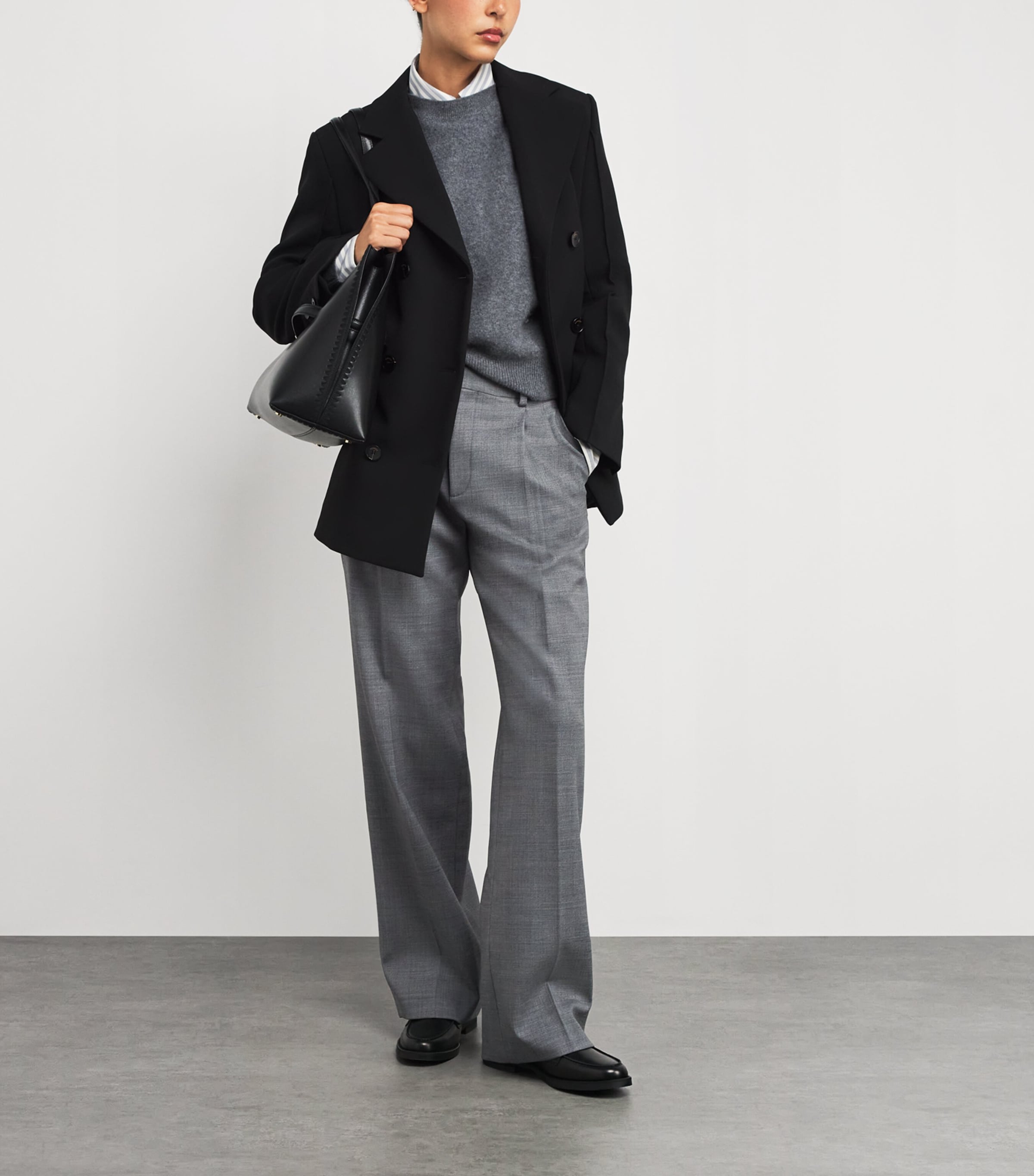 Wool-Blend Straight Trousers GREY Image 2