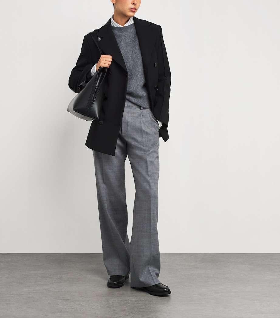 Wool-Blend Straight Trousers GREY Image 2