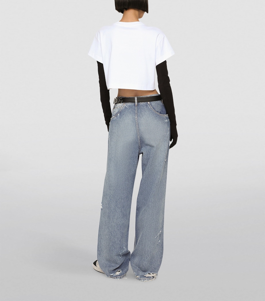 KIM DOLCE&GABBANA Cropped T-Shirt W0800-OPTICAL WHITE Image 4