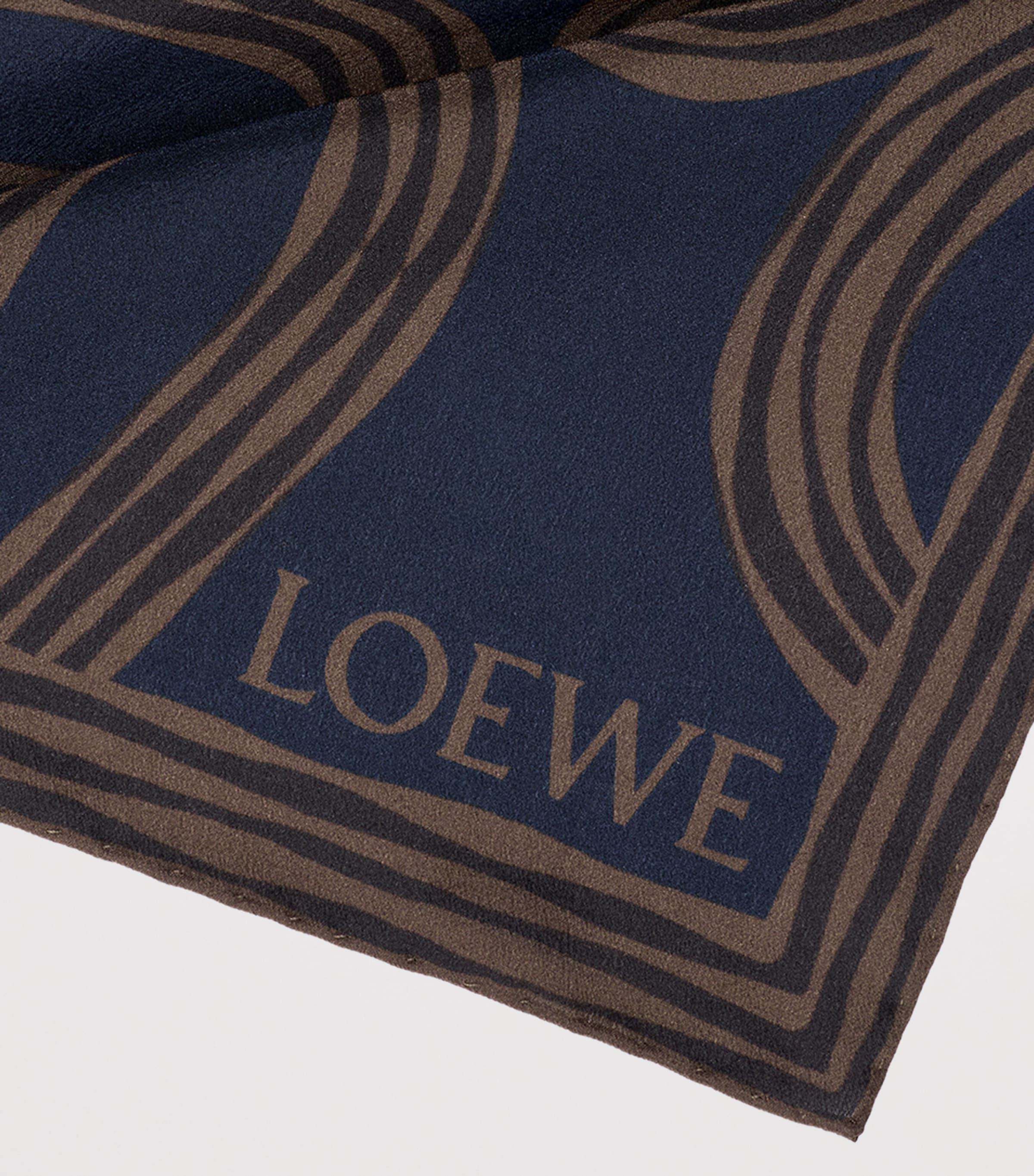 LOEWE x Paula's Ibiza Silk Anagram Print Scarf Navy/brown Image 2