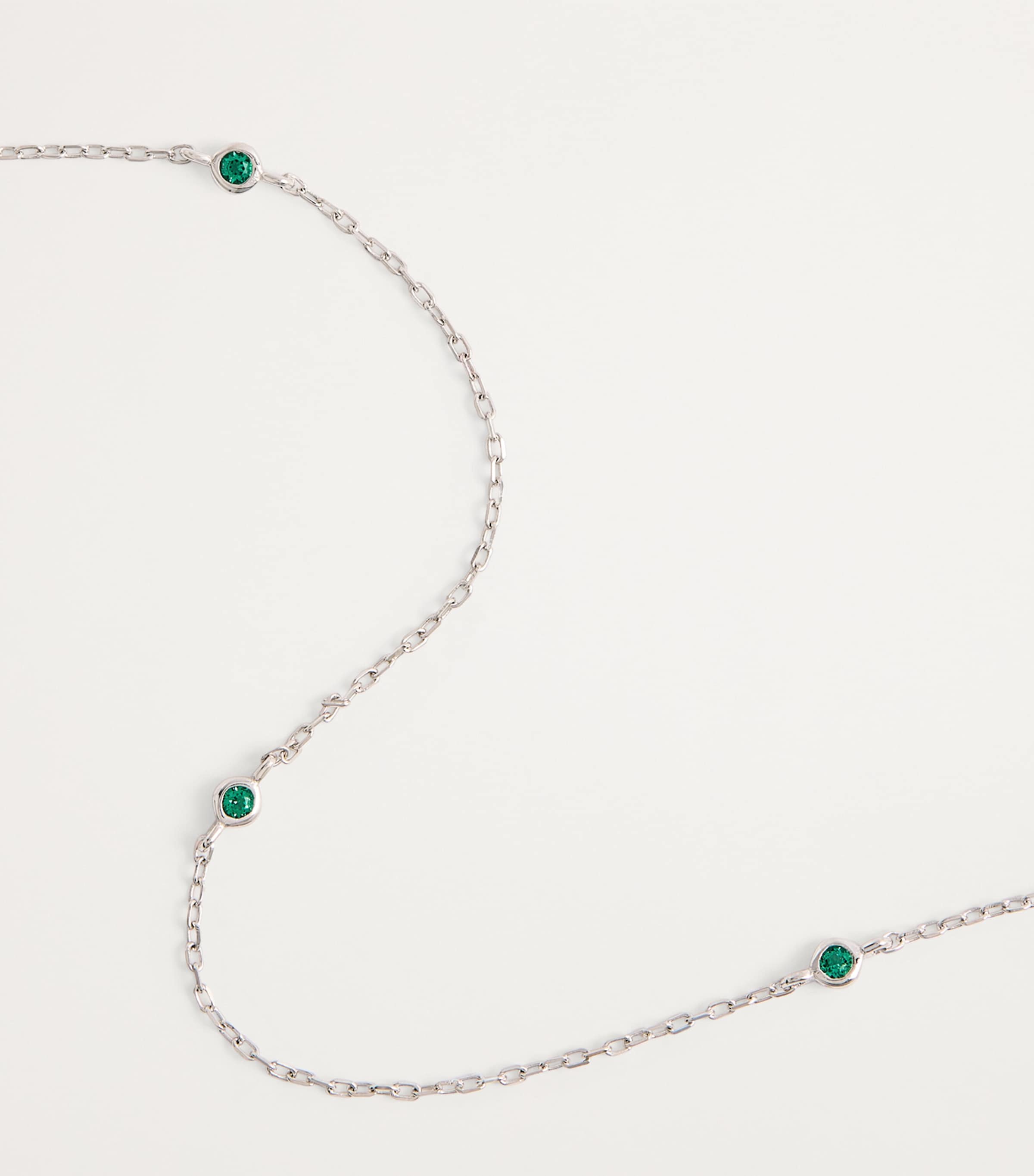 White Gold and Emerald Charm Necklace WHITE GOLD Image 5
