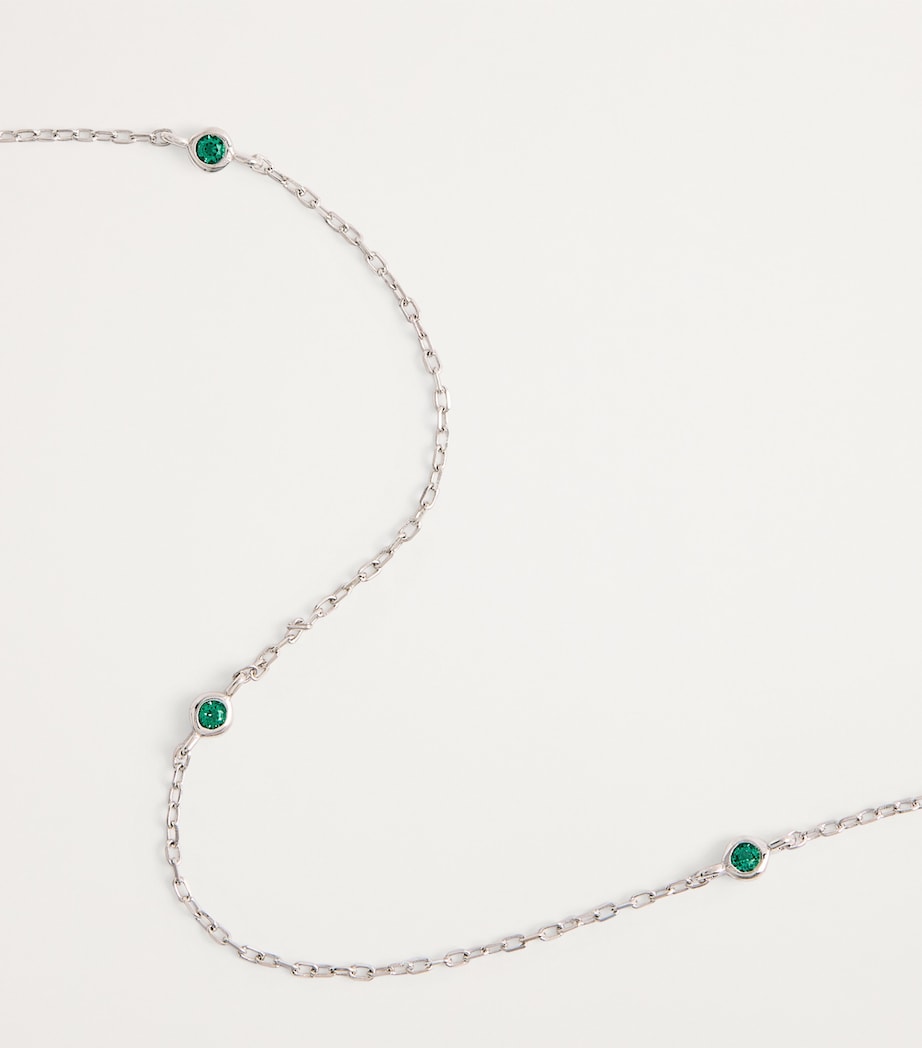 White Gold and Emerald Charm Necklace WHITE GOLD Image 5