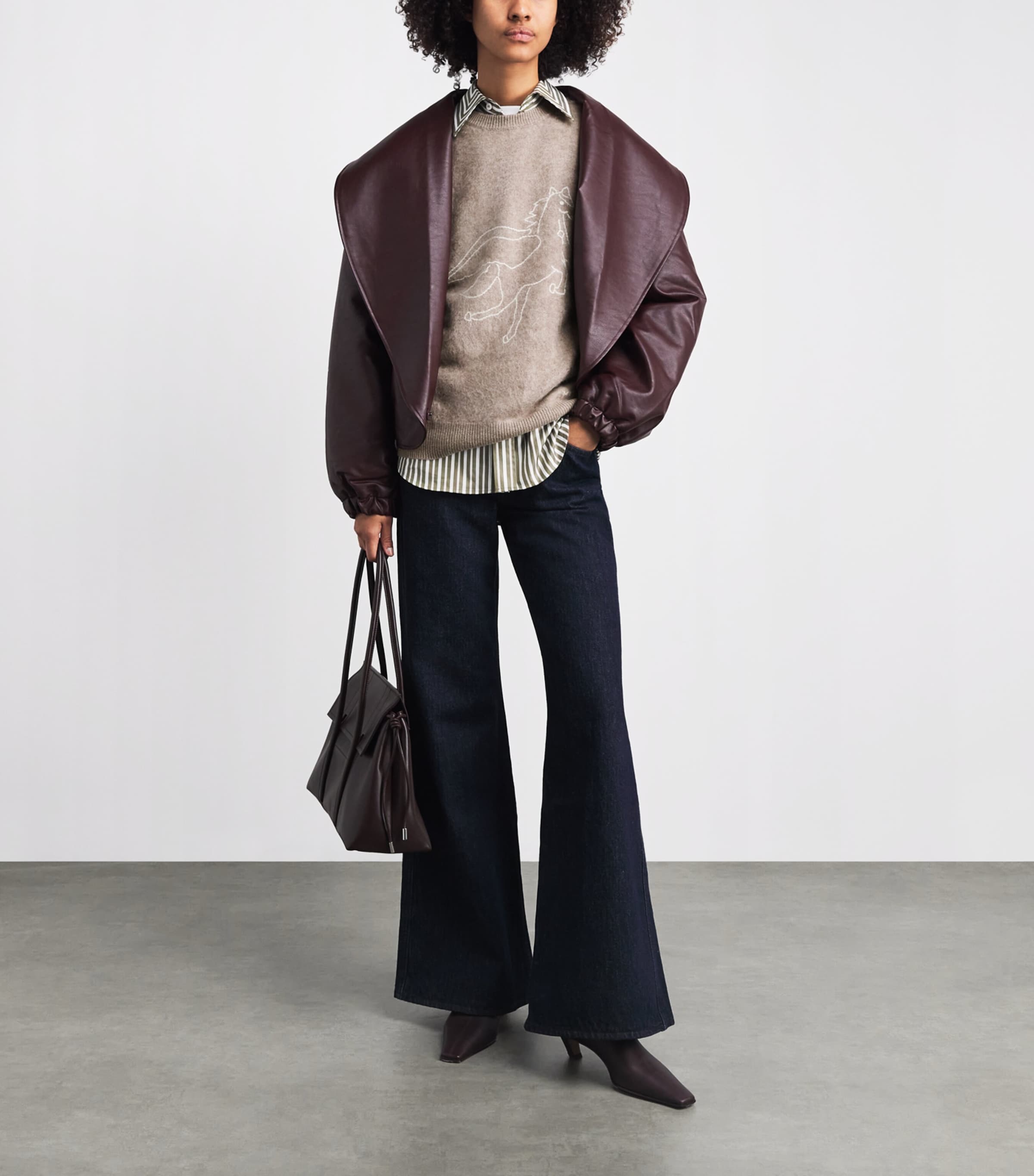 MOTHER Womens Wool-Cashmere The Biggie Sweater Wheat Image 2