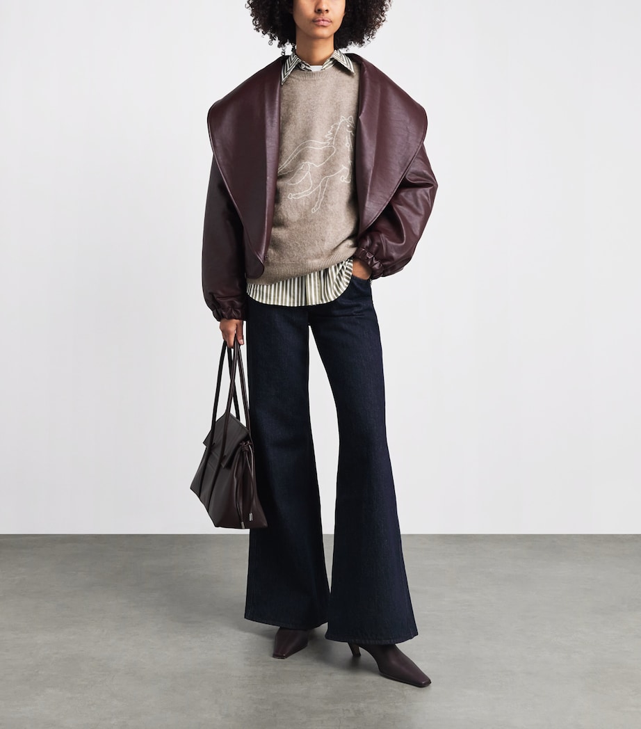 MOTHER Womens Wool-Cashmere The Biggie Sweater Wheat Image 2