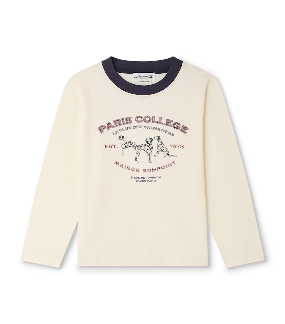 Bonpoint Cotton Printed T-Shirt Upb Blanc Lait Image 1