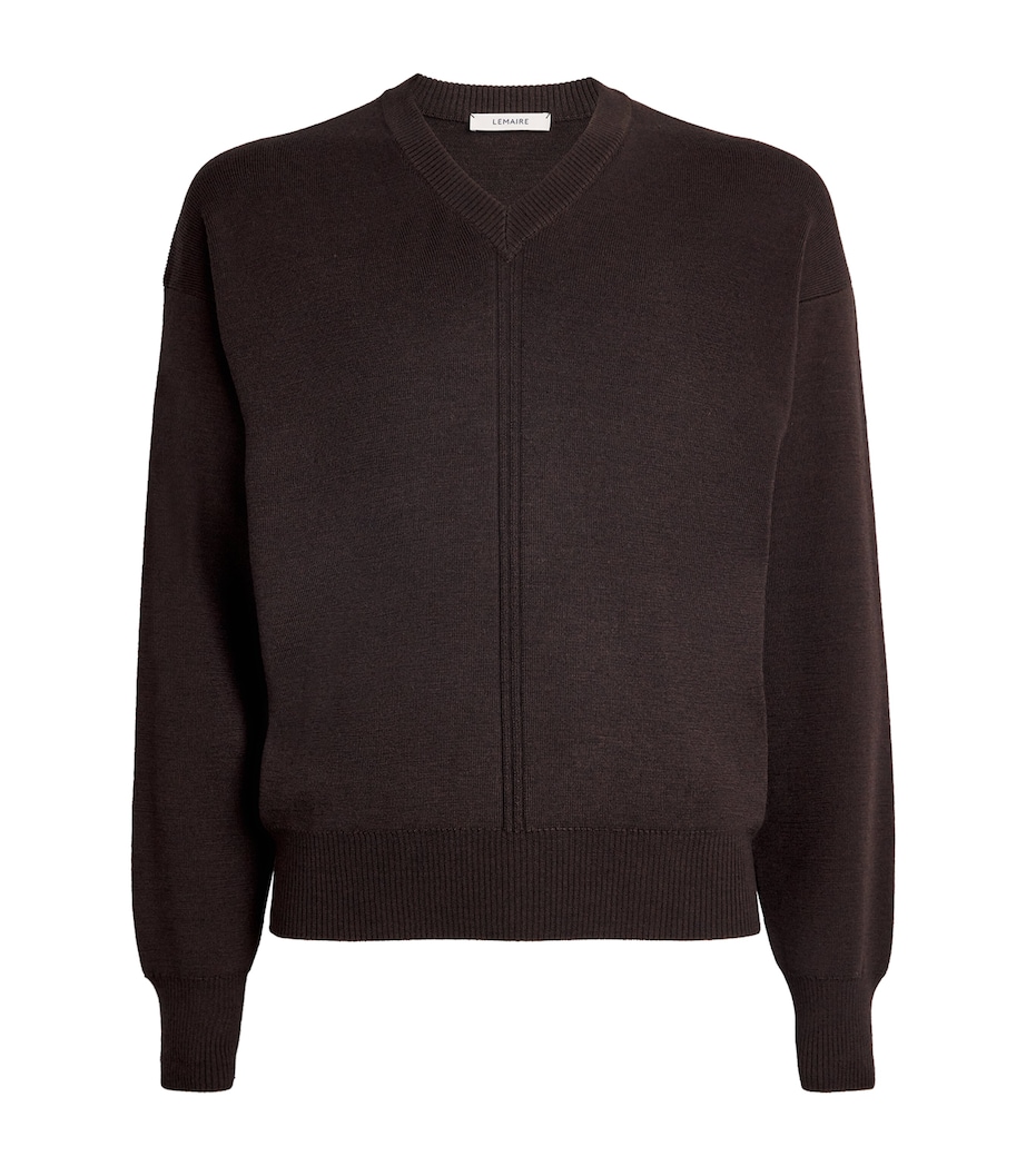 Merino Wool-Blend V-Neck Sweater DARK CACAO BR397 Image 1