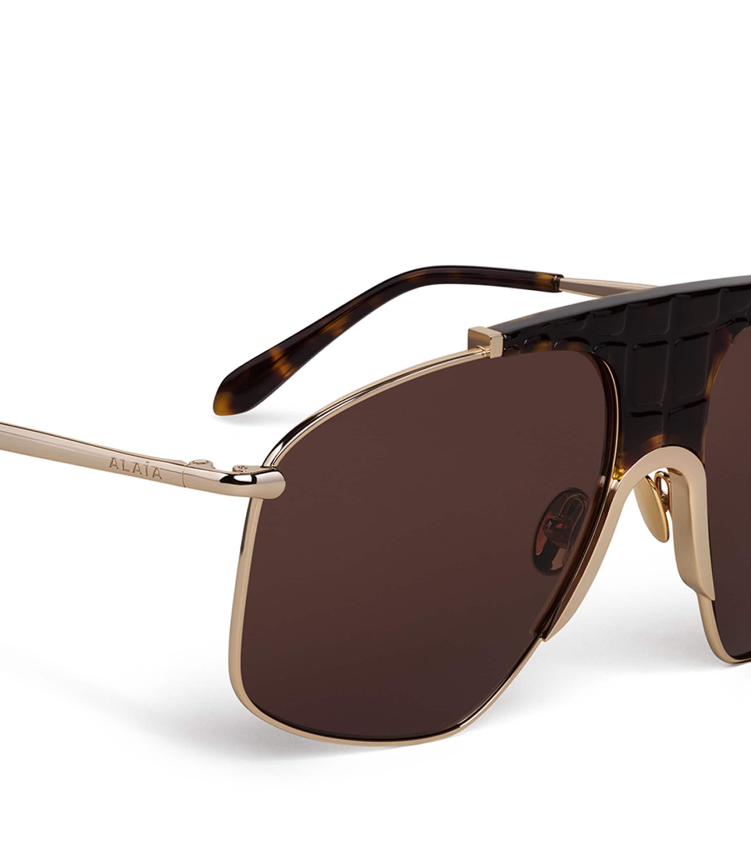 Alaïa Metal Aviator Mask Sunglasses Or/marron Image 4