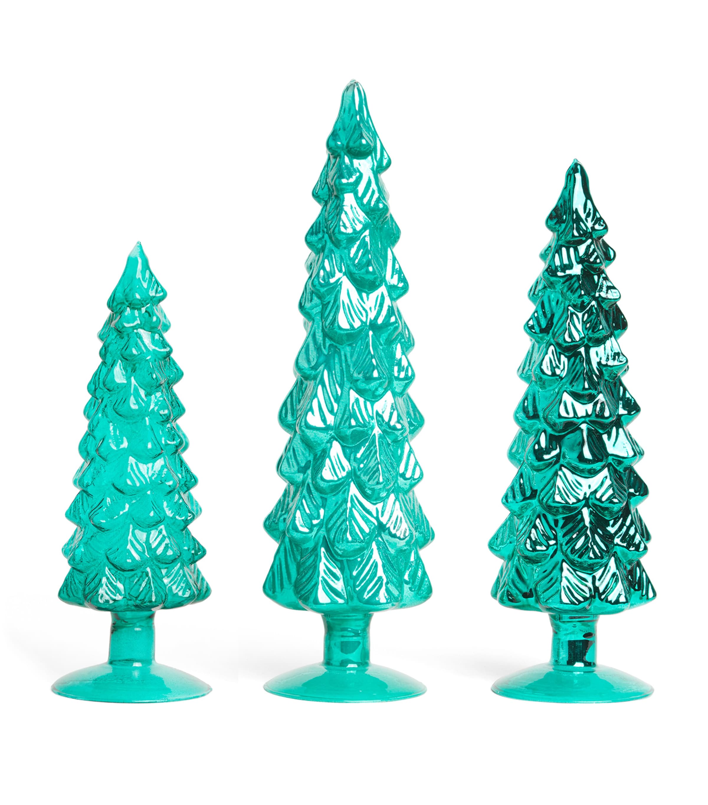 Harrods Set Of 3 Glass Christmas Trees In Blue