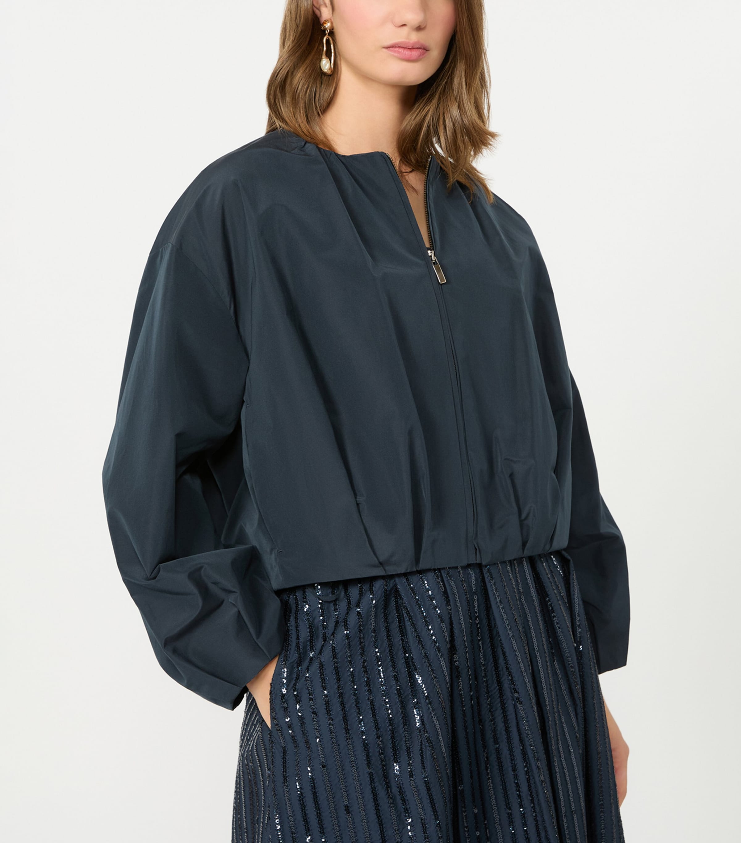 Weekend Max Mara Womens Gathered Cropped Jacket Navy Image 5