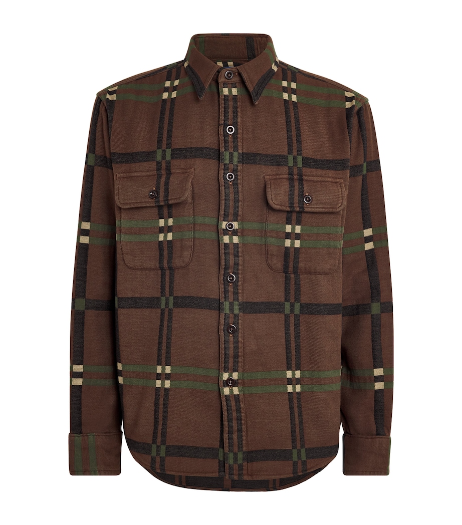 Cotton Flannel Utility Shirt GREEN Image 1