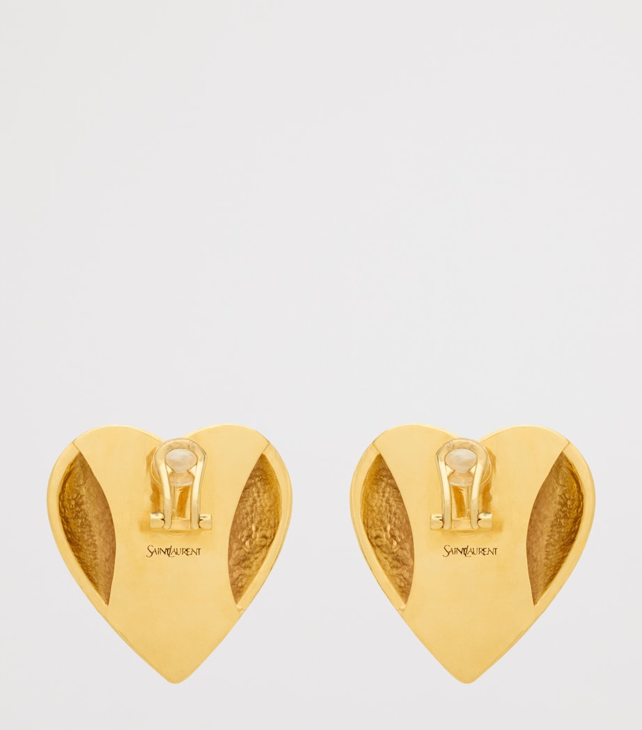 Saint Laurent Enamel Heart Clip-On Earrings Image 4