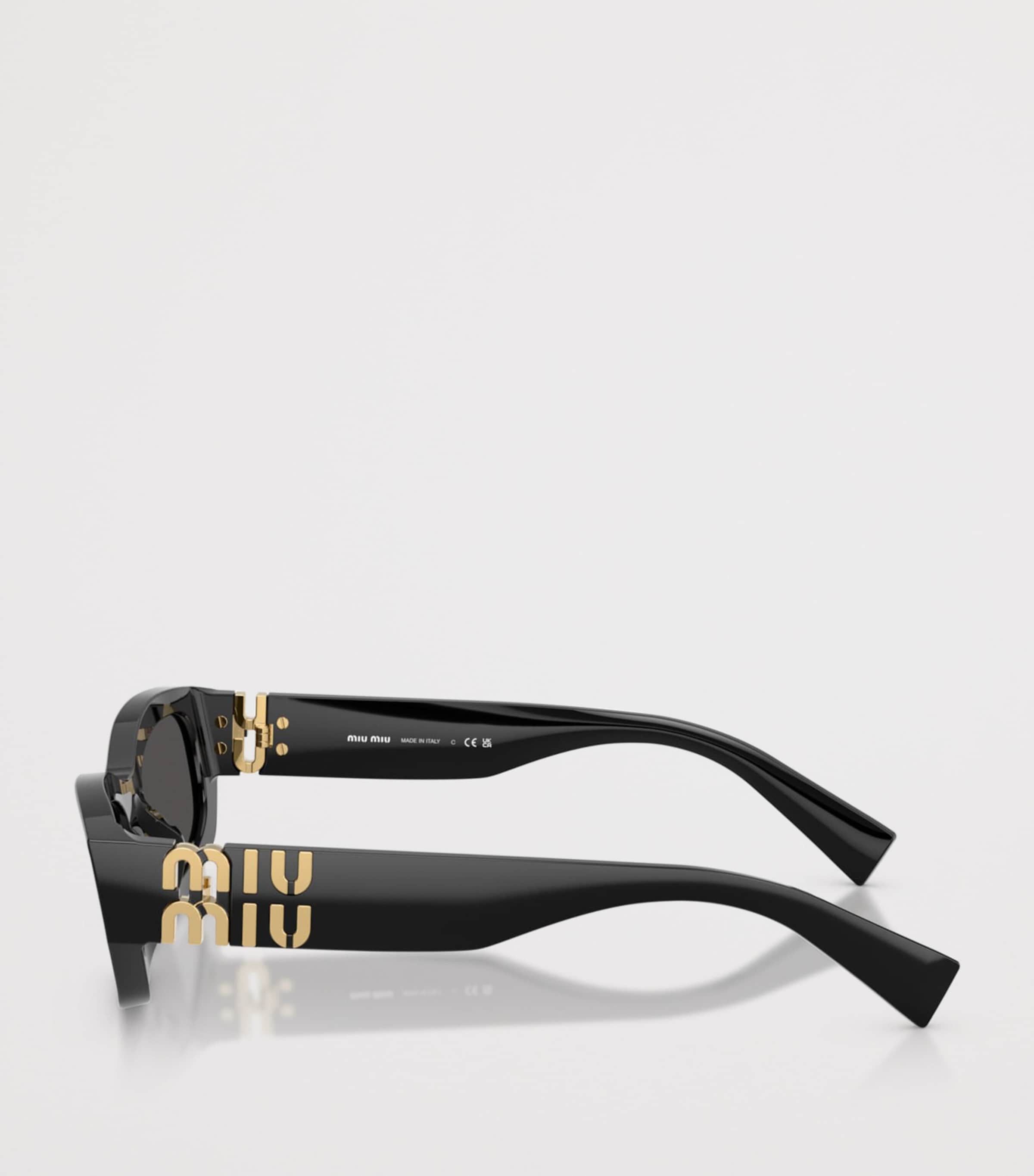 Miu Miu Irregular Rectangle Sunglasses Black Image 3