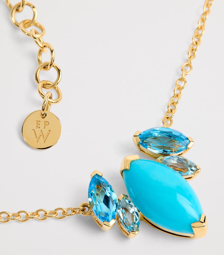 Yellow Gold, Topaz and Turquoise Batik Necklace YELLOW GOLD Image 4