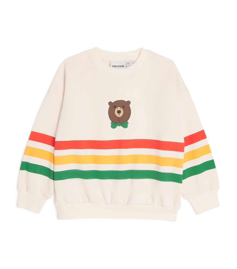 Organic Cotton Bear Stripe Sweatshirt (3-11 Years) OFF-WHITE Image 1