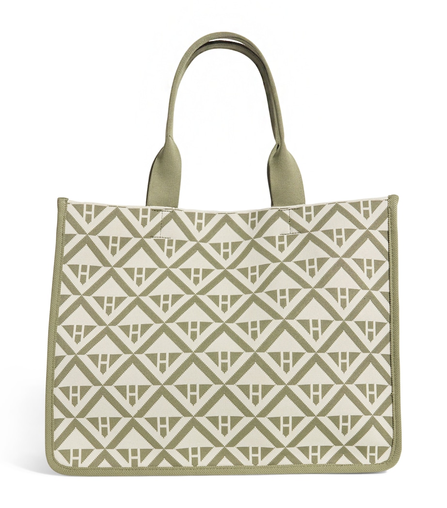 Harrods Medium Geometric Tote Bag Olive Image 1