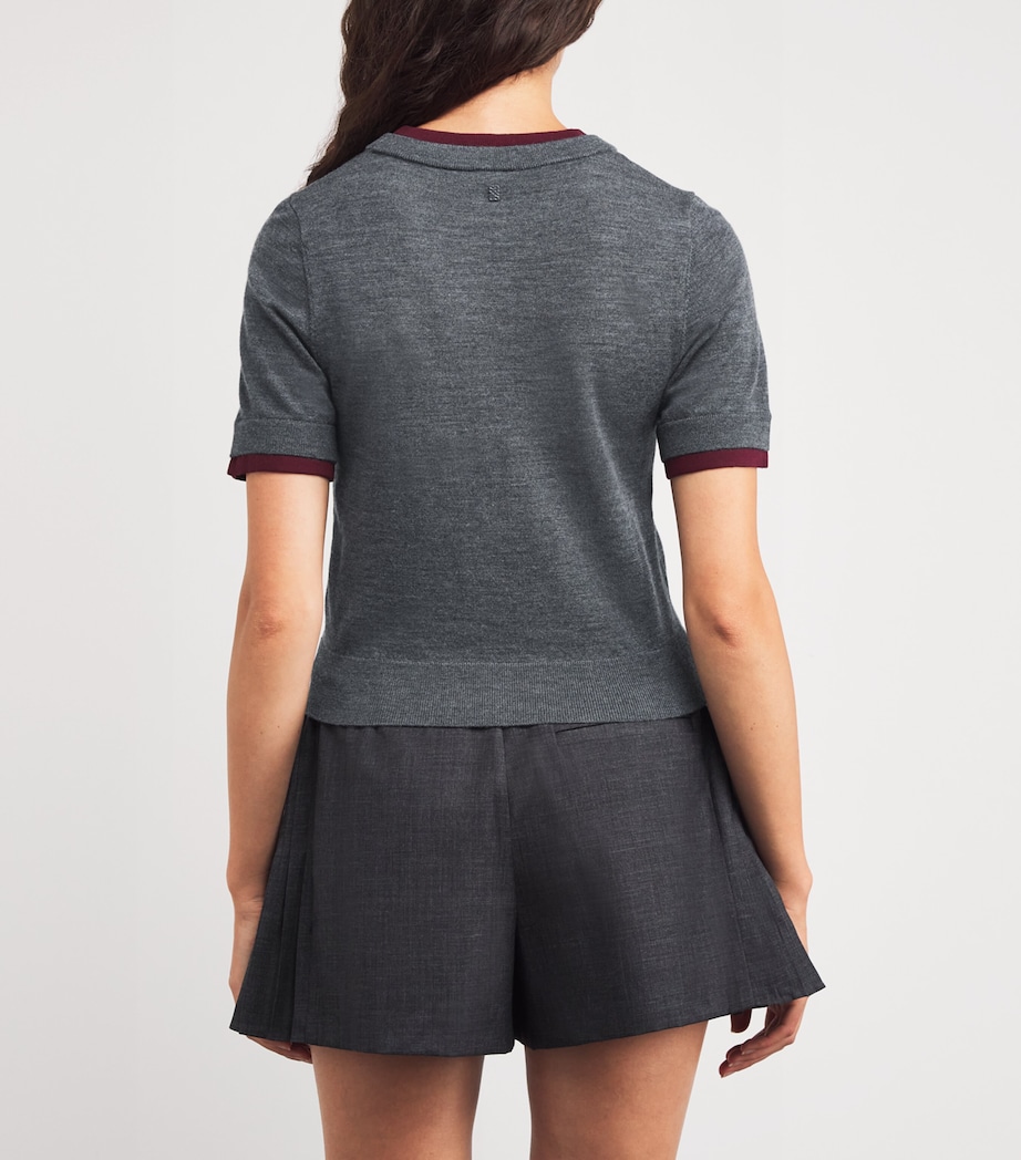 Wool Short-Sleeve Sweater GREY Image 4