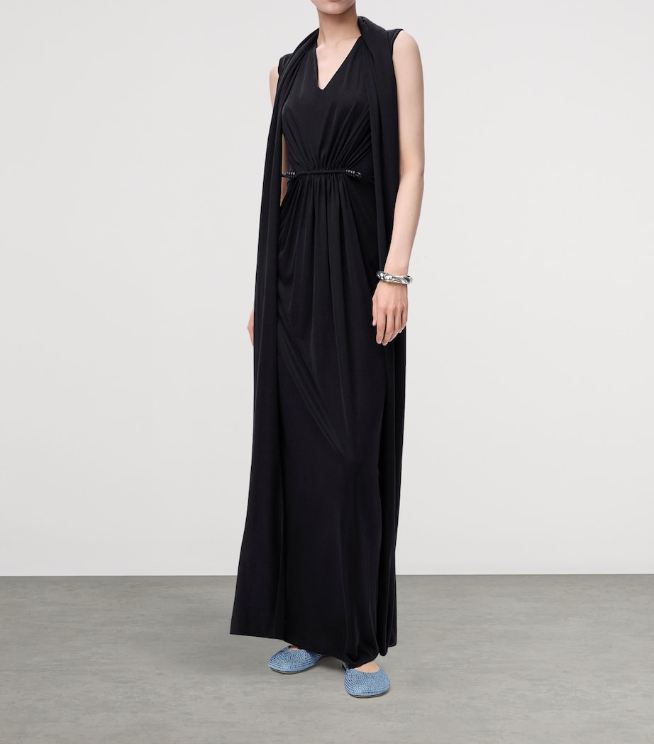 Silk Flamenco Maxi Dress BLACK Image 3